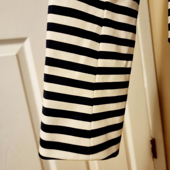 Lane Bryant Lined Asymmetrical Zip Zipper Navy White Striped Jacket Women's 22 - Picture 6 of 8